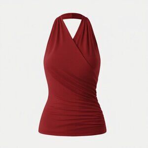 OGL MilkyTender Surplice Halter Neck Sculpt Tank Chili Pepper XS NWT Tencel